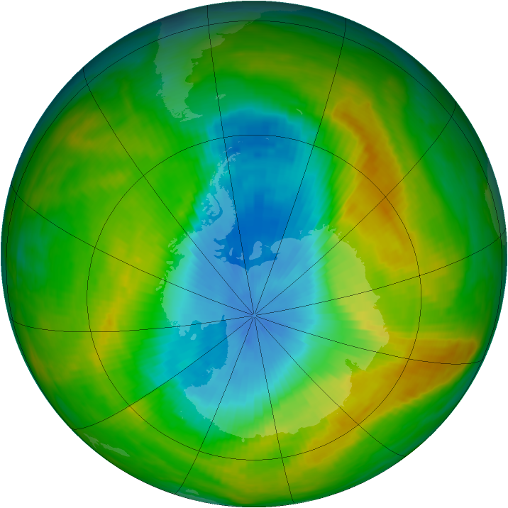 Antarctic ozone map for 15 November 1982
